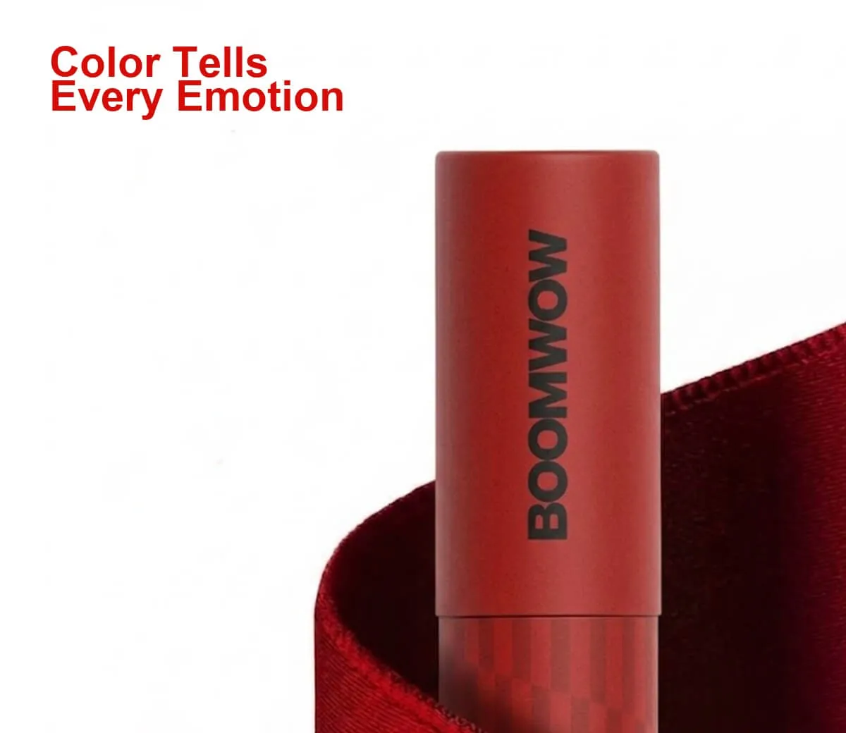 Red BOOMWOW popper with the headline: Color Tells Every Emotion
