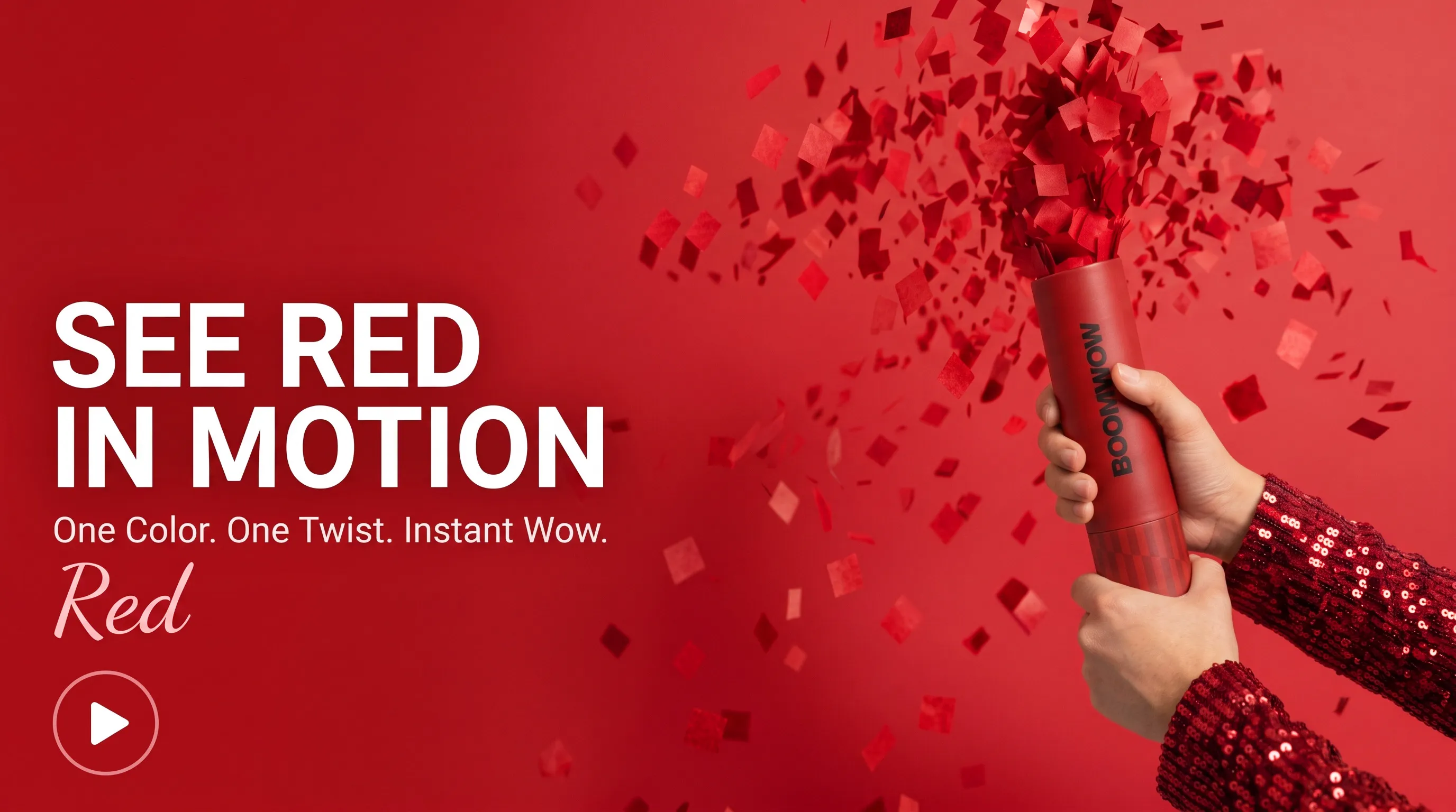 Red confetti filling the air at a celebration